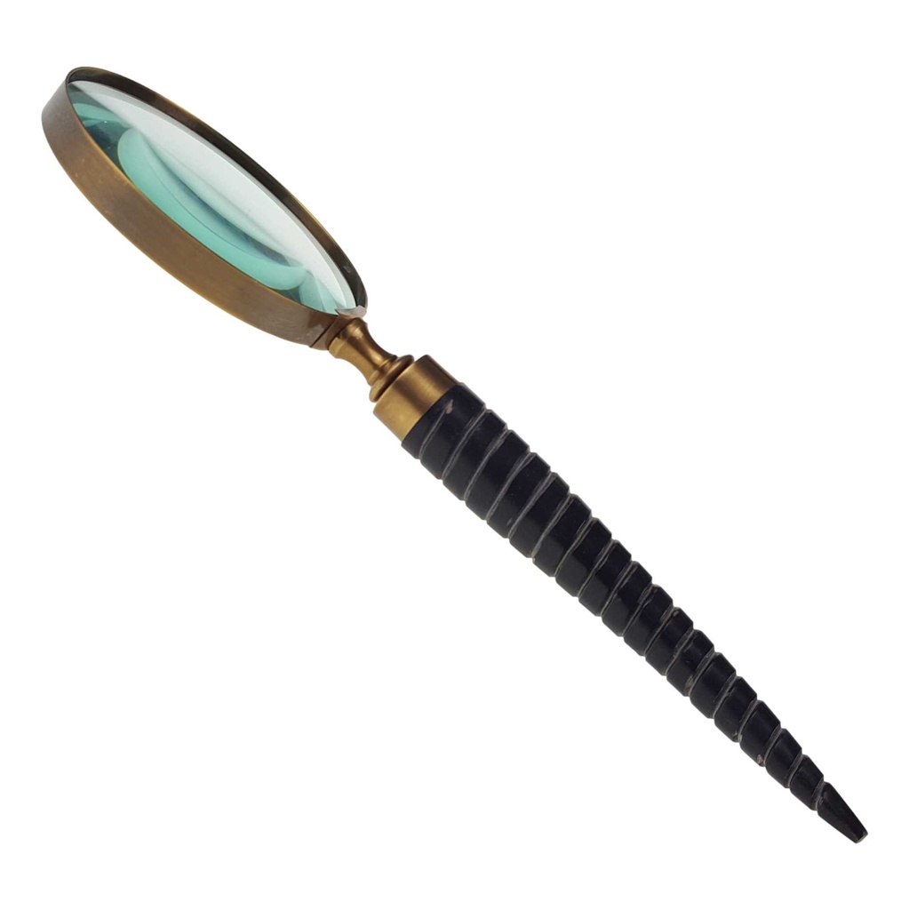 [LA-39840] Leselupe Handlupe Vergrößerungsglas Bein Messing brüniert #39840 Bild 3