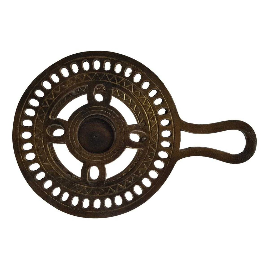 [LA-39860] Stövchen Teewärmer Kaffeewärmer Kannenwärmer Messing brüniert Rund Bild 3