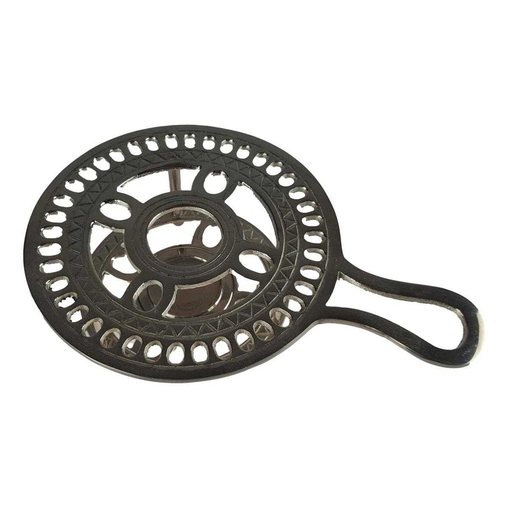 [LA-39862] Stövchen Teewärmer Kaffeewärmer Kannenwärmer vernickelt Rund Bild 2