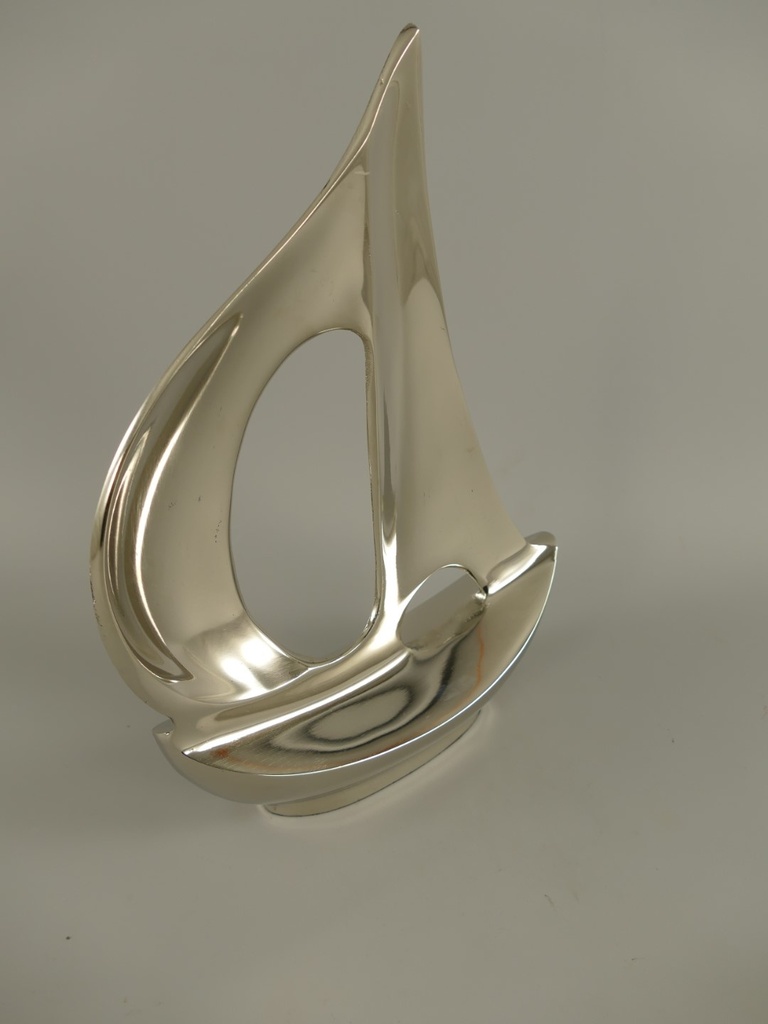 [LA-39897] Figur Skulptur Vernickelt Segelboot H 30 cm Bild 2