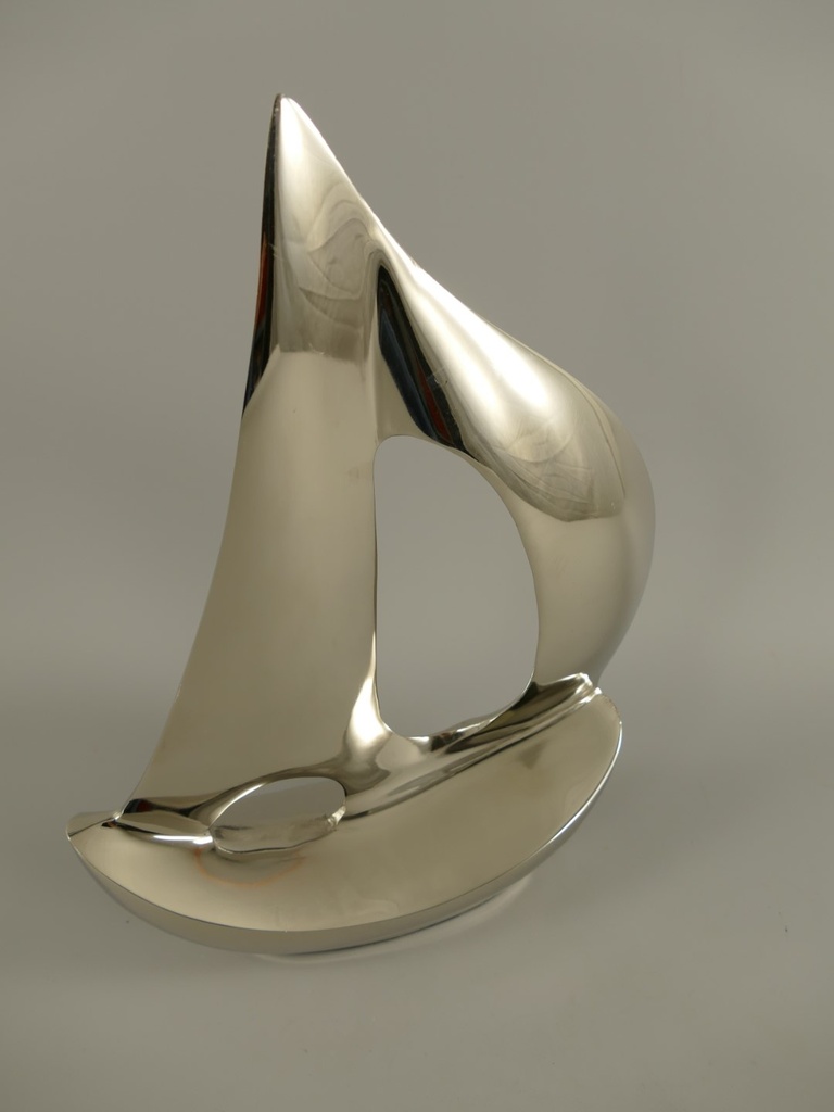 [LA-39897] Figur Skulptur Vernickelt Segelboot H 30 cm Bild 3