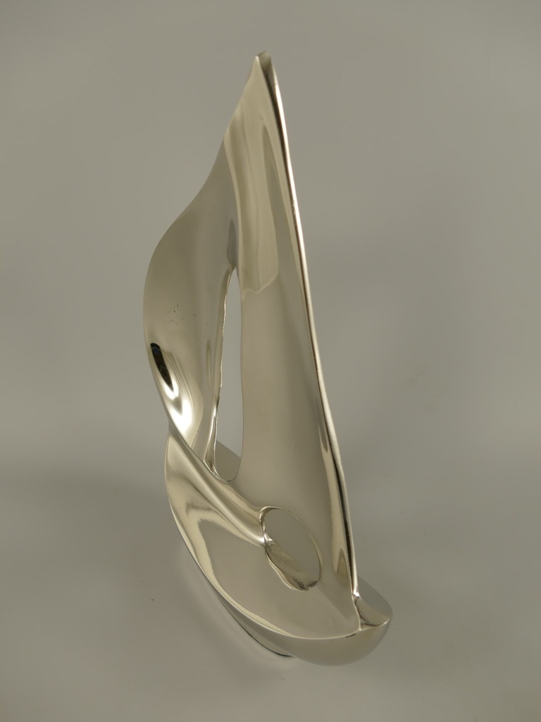 [LA-39897] Figur Skulptur Vernickelt Segelboot H 30 cm Bild 4