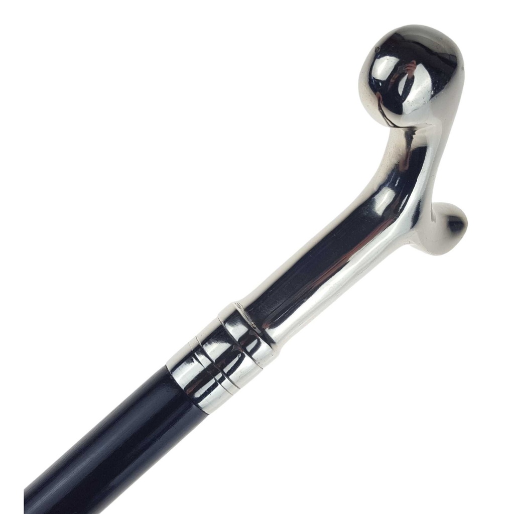 [LA-40033] Gehstock Wanderstock Spazierstock Flanierstock Holz glatt vernickelt Bild 2