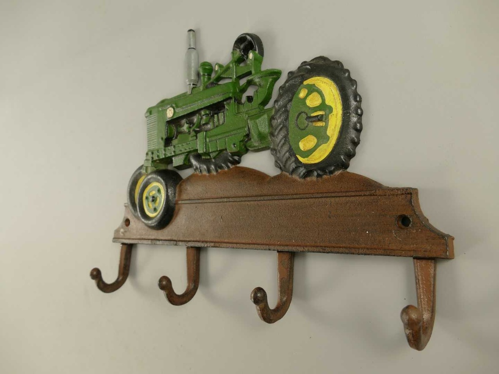 [LA-40548] Garderobenhaken Kleiderhaken Wandhaken Traktor grün L 35x28 cm Gusseisen Bild 3