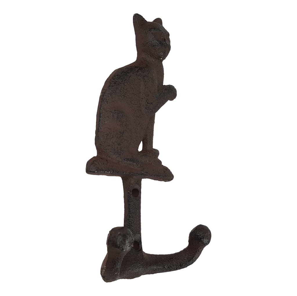 [LA-40652] Garderobenhaken Kleiderhaken Wandhaken Mantelhaken Gusseisen Rustikal - Katze Bild 2