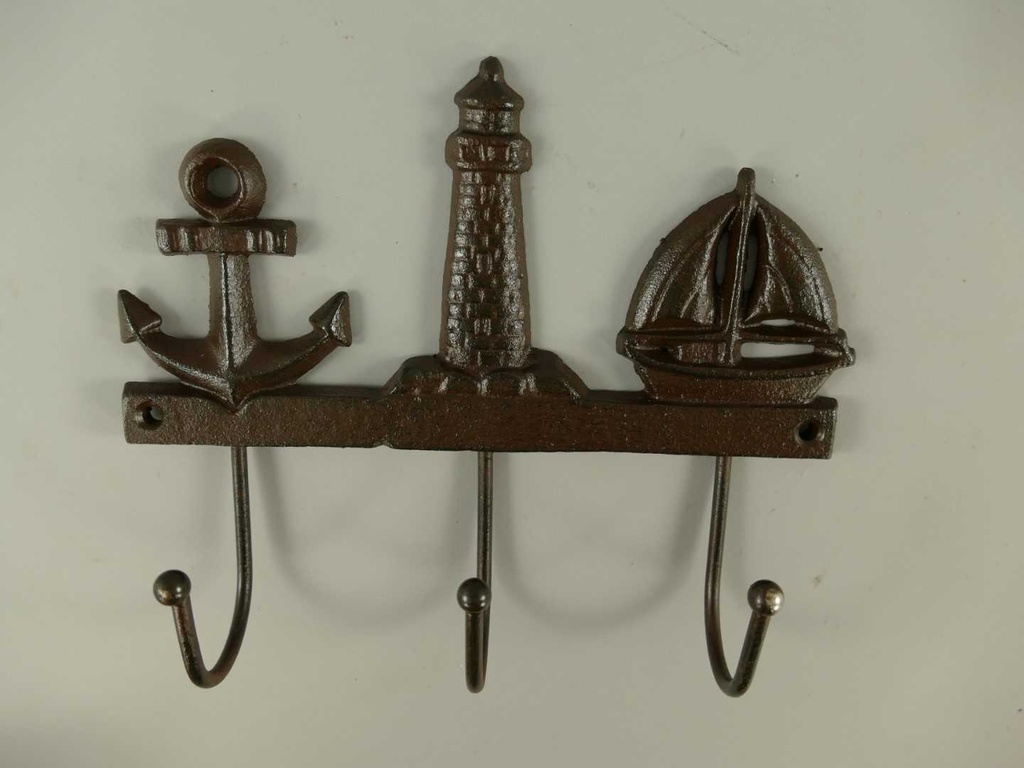 [LA-40692] Garderobenhaken Kleiderhaken Wandhaken Mantelhaken Gusseisen Braun rustikal - Maritim Bild 3