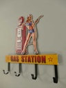 [LA-40698] Garderobenhaken Kleiderhaken Wandhaken Gestanzt Eisen Gas Station 32x31 Cm Bild 3