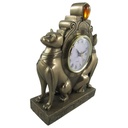 [LA-40762] Kunststein Kaminuhr Katze-farbig BRONZE H 23 cm Bild 2