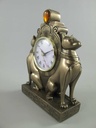 [LA-40762] Kunststein Kaminuhr Katze-farbig BRONZE H 23 cm Bild 3