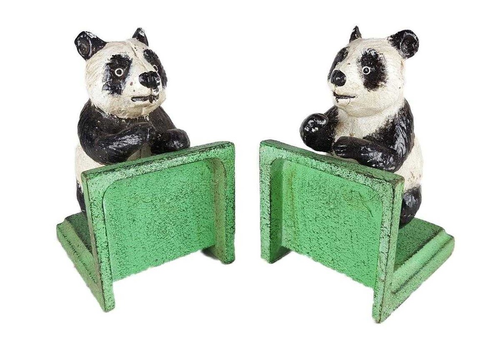 [LA-41019] Buchstütze Skulptur Figur Gusseisen Panda 2er Set Bild 2