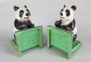 [LA-41019] Buchstütze Skulptur Figur Gusseisen Panda 2er Set Bild 3