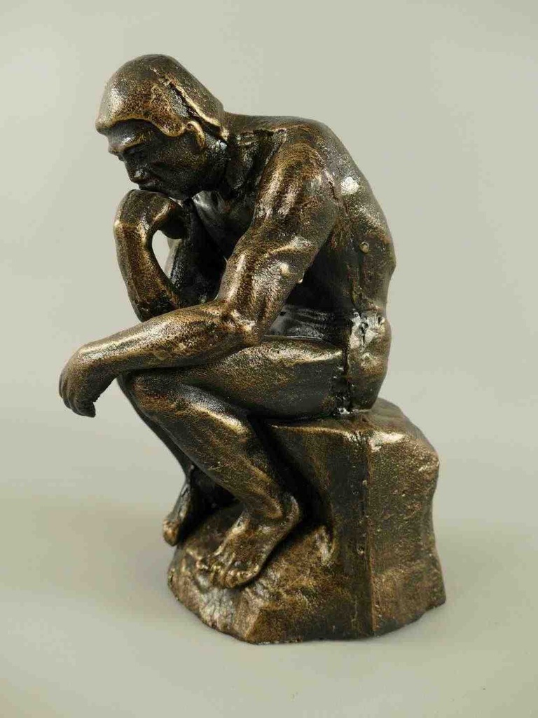 [LA-41028] Skulptur Figur Gusseisen Denker auf einem Stein sitzend Bild 3