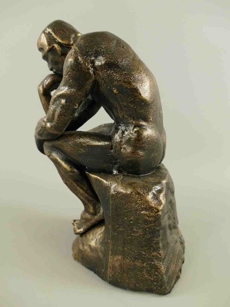 [LA-41028] Skulptur Figur Gusseisen Denker auf einem Stein sitzend Bild 4