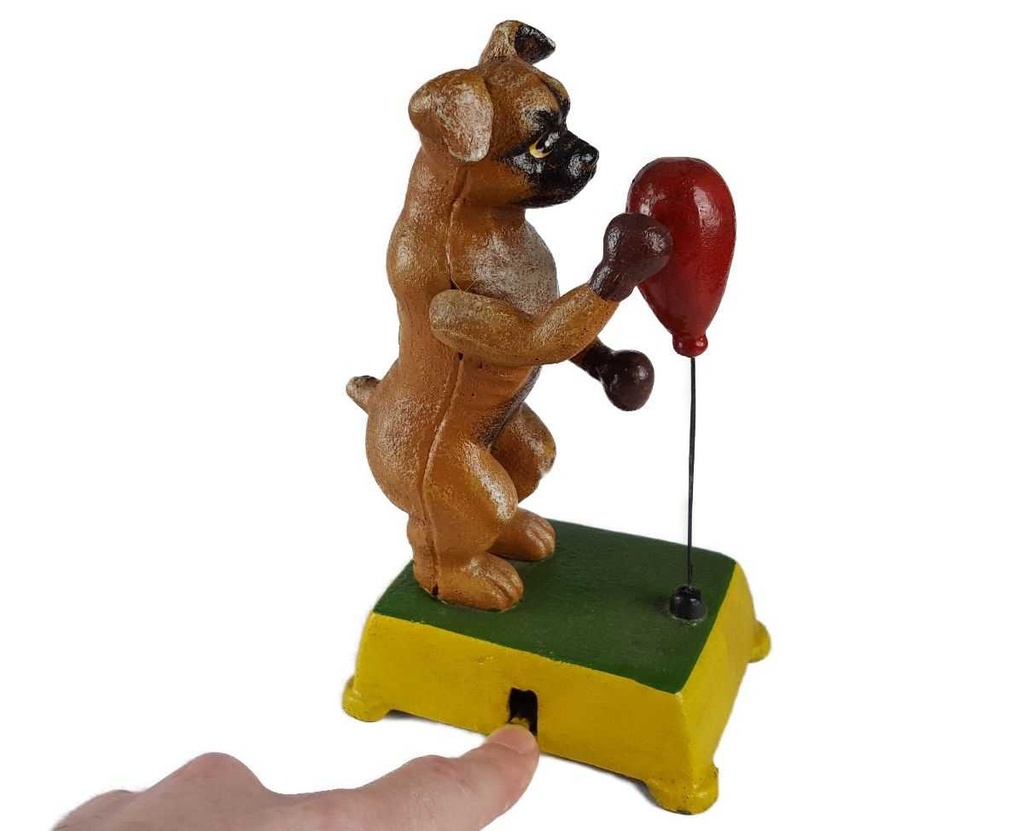 [LA-41059] Figur Skulptur Gusseisen mechanisch Hund Boxball Boxer Antik-Stil Bild 2
