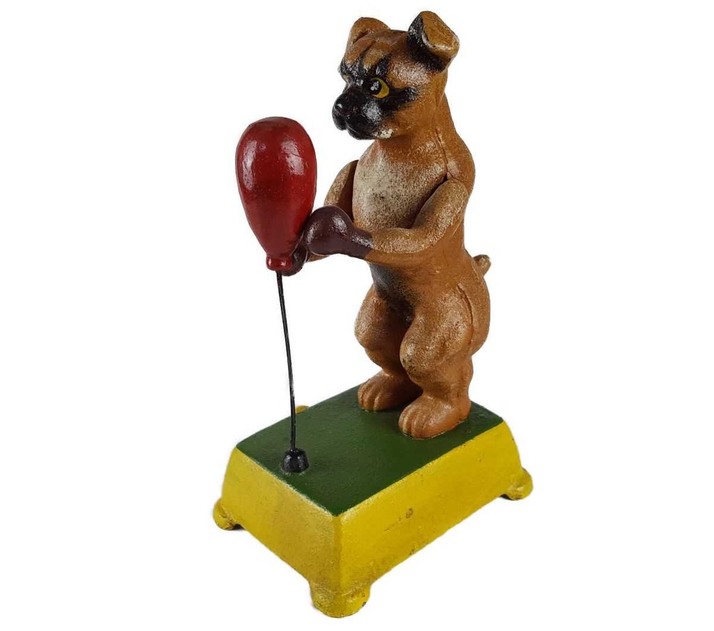 [LA-41059] Figur Skulptur Gusseisen mechanisch Hund Boxball Boxer Antik-Stil Bild 4