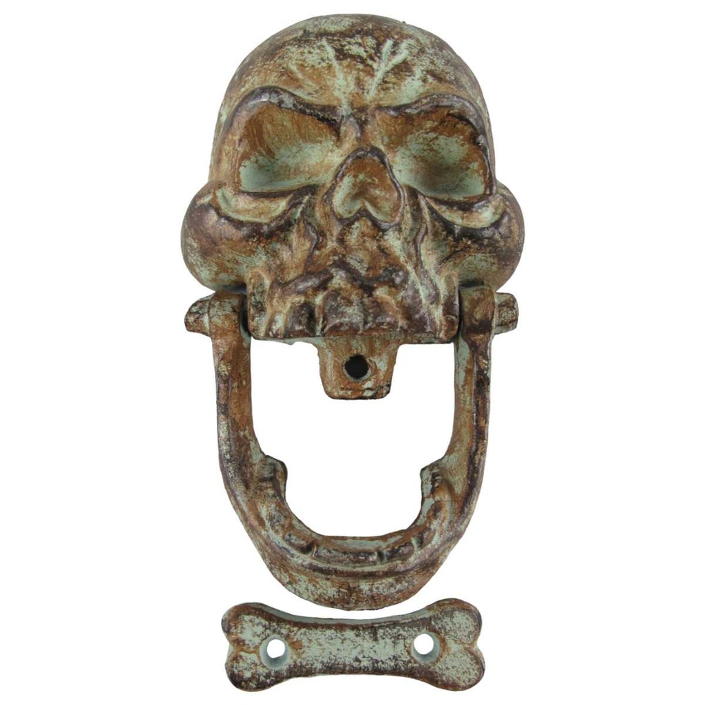 [LA-41171] Gusseisen Türklopfer farbig Totenkopf H 18x11 cm Bild 2