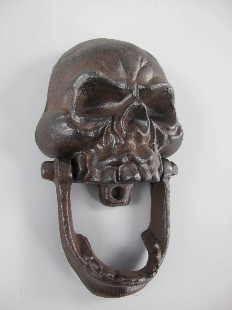 [LA-41172] Gusseisen Türklopfer rustikal braun Totenkopf H 18x11 cm Bild 3