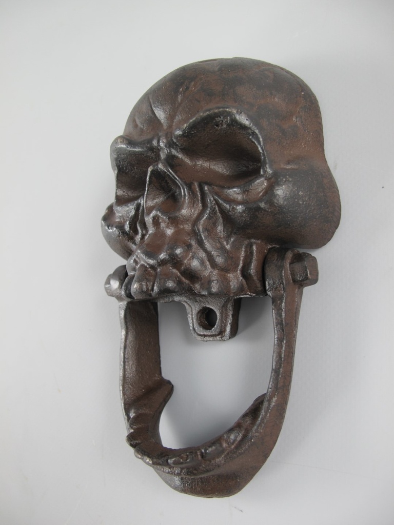 [LA-41172] Gusseisen Türklopfer rustikal braun Totenkopf H 18x11 cm Bild 4