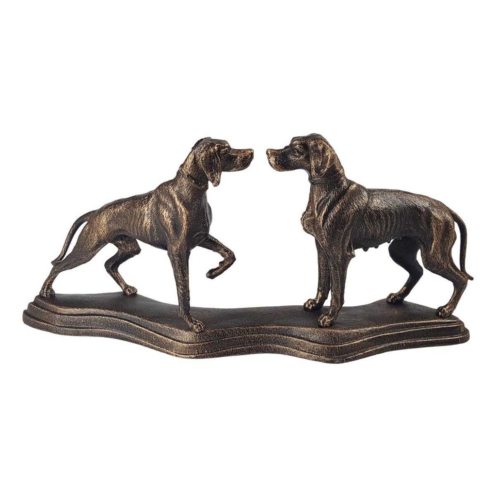 [LA-41191] Skulptur Figur Gusseisen zwei Hunde auf Sockel montiert Bild 4