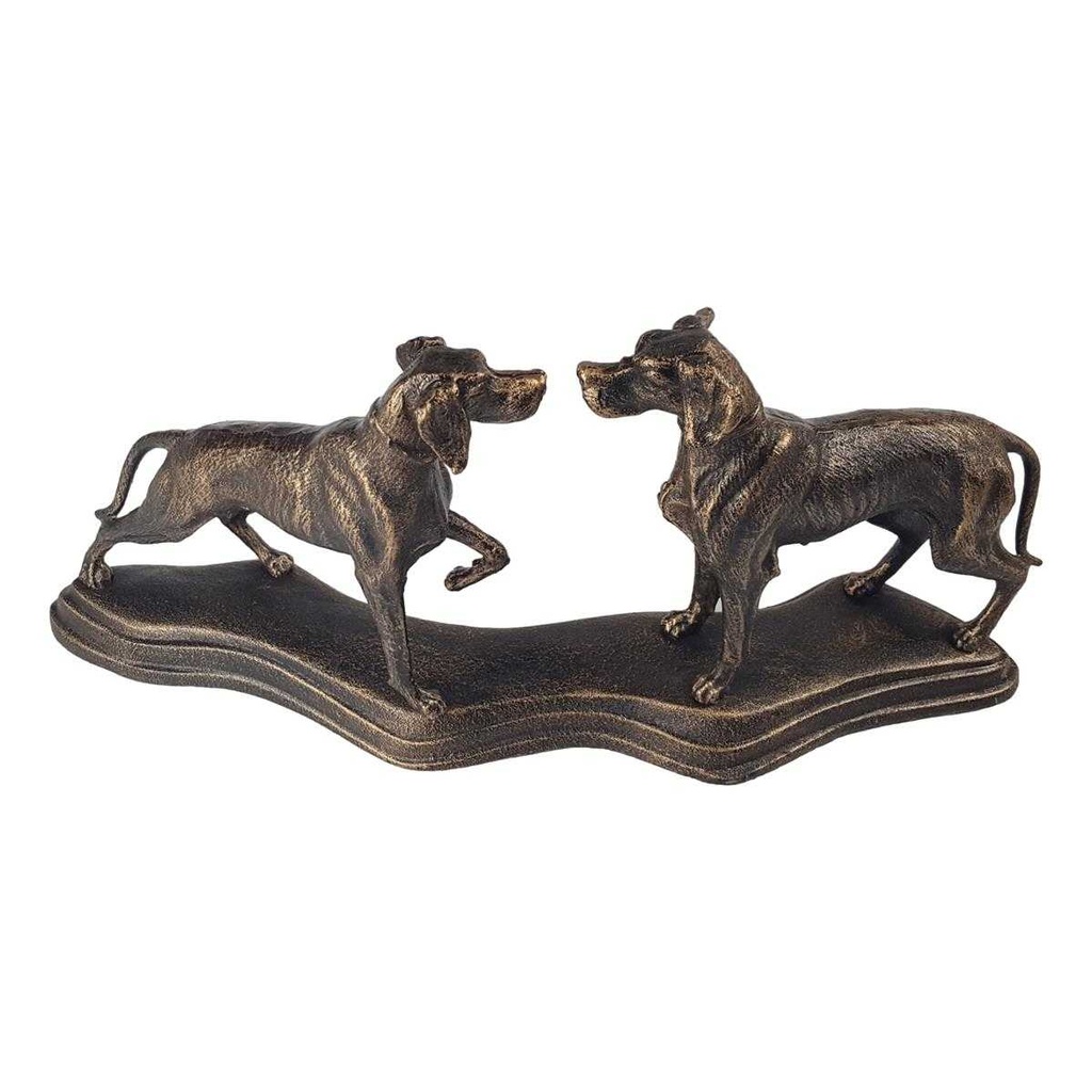 [LA-41191] Skulptur Figur Gusseisen zwei Hunde auf Sockel montiert Bild 5