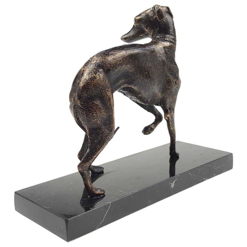 [LA-41194] Gusseisen/Mamor Bronzelook Statue Figur Skulptur Windhund Whippet L 20 cm Bild 3
