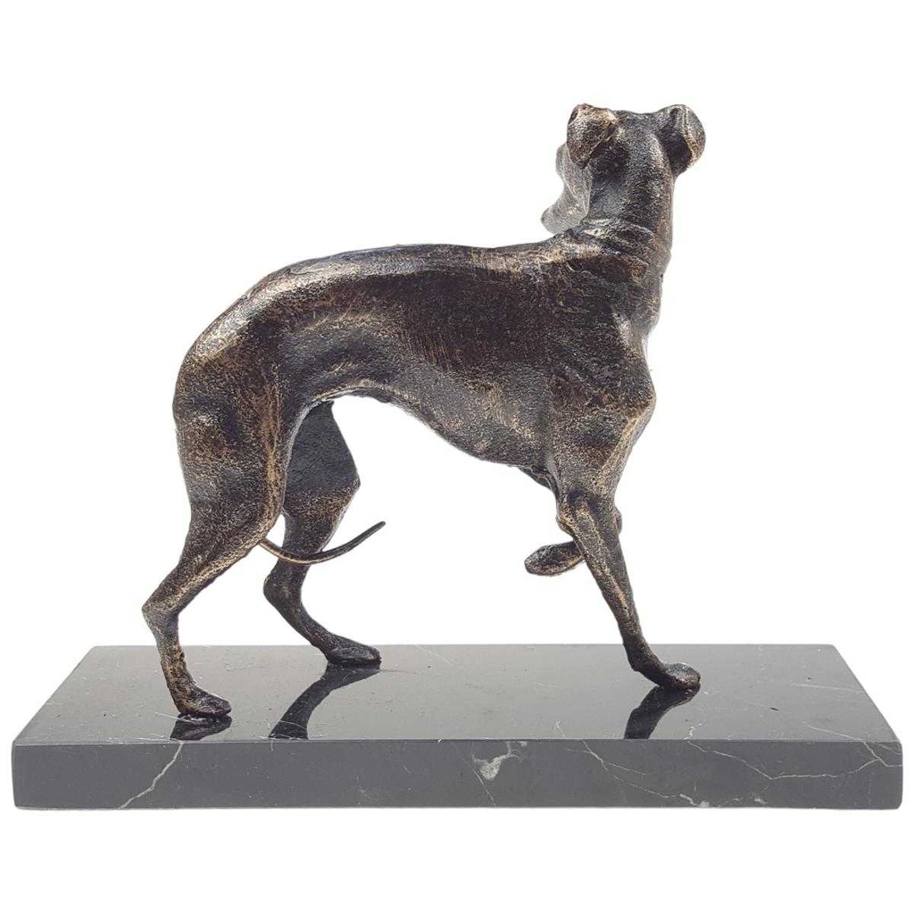 [LA-41194] Gusseisen/Mamor Bronzelook Statue Figur Skulptur Windhund Whippet L 20 cm Bild 4