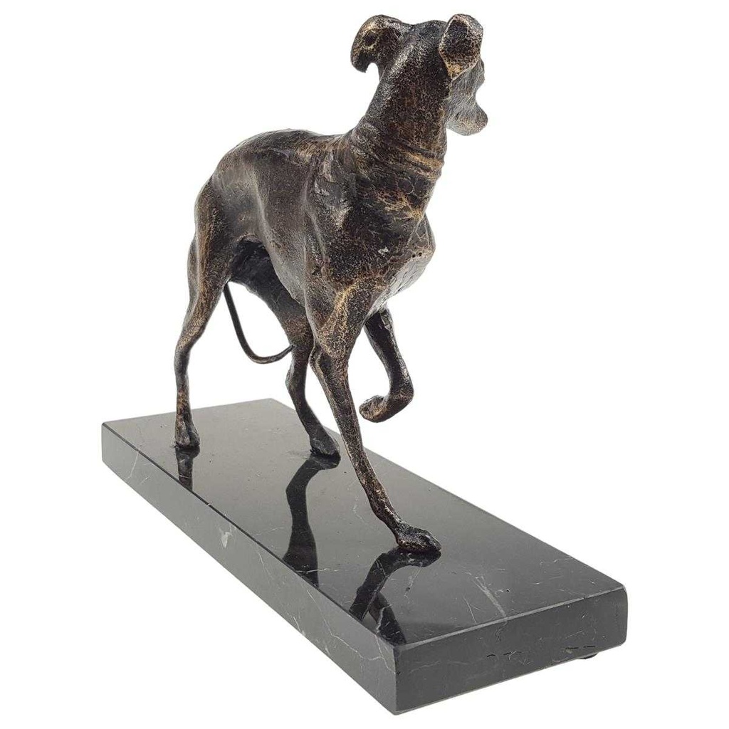 [LA-41194] Gusseisen/Mamor Bronzelook Statue Figur Skulptur Windhund Whippet L 20 cm Bild 5