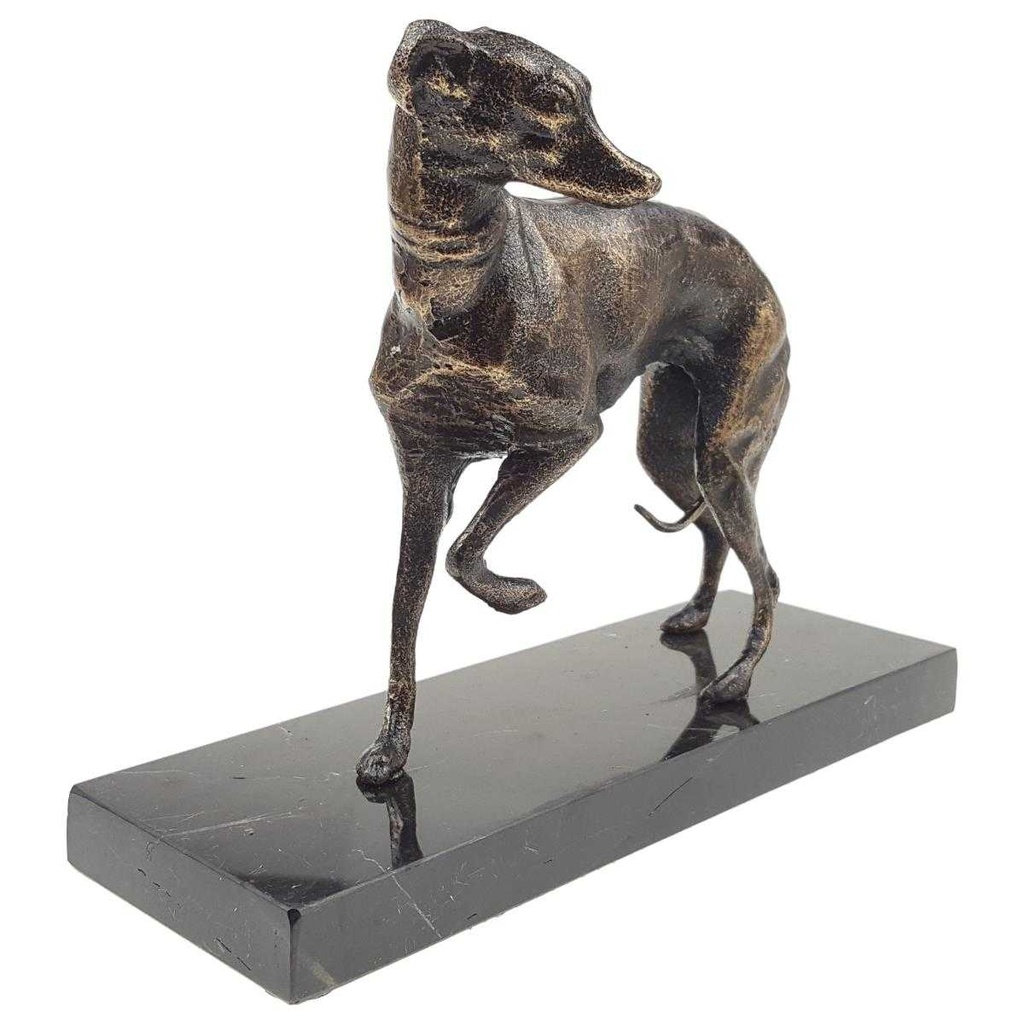 [LA-41194] Gusseisen/Mamor Bronzelook Statue Figur Skulptur Windhund Whippet L 20 cm Bild 6