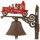 [LA-41368] Gusseisen Wandglocke Türglocke Motiv Figürchen Feuerwehr H 40 cm Bild 2