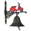 [LA-41383] Gusseisen Wandglocke Türglocke Motiv Figürchen Klein Scooter H 25x18 cm Bild 2