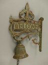 [LA-41387] Gusseisen Wandglocke Türglocke Motiv Figürchen Welcome hell Bild 5