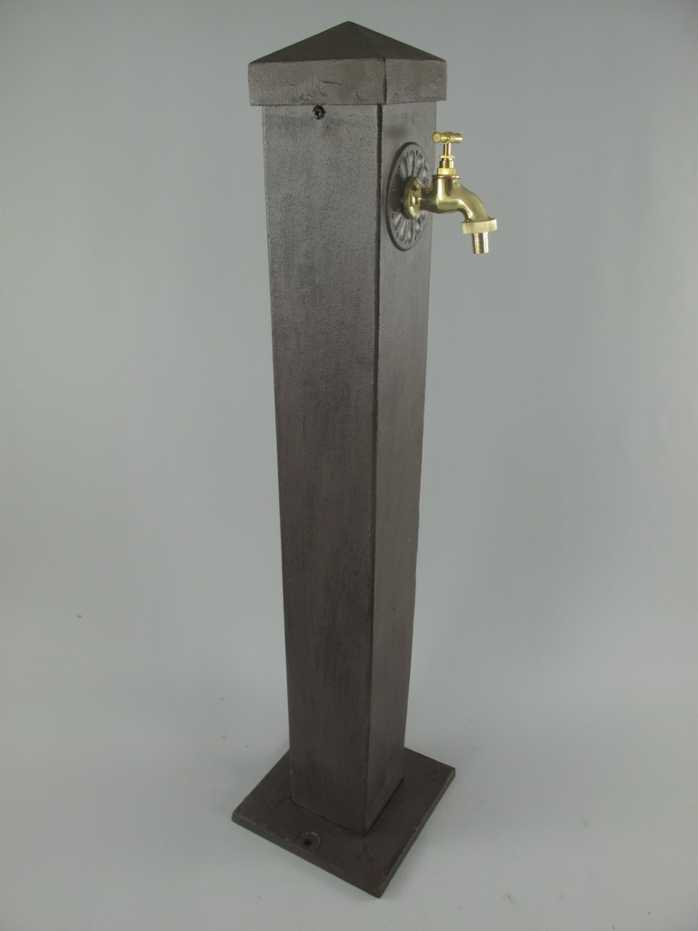 [2120097] Aluminium Wassersäule Zapfsäule Eckig rustikal braun Messing-Hahn H 93 cm Bild 2