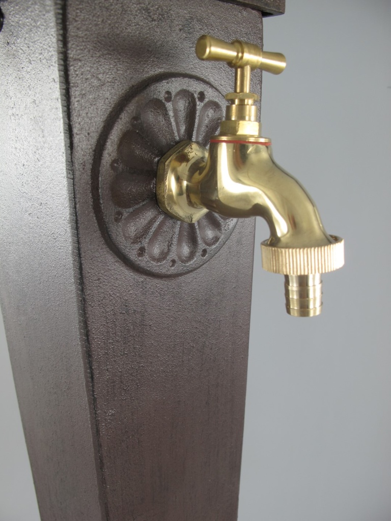 [2120097] Aluminium Wassersäule Zapfsäule Eckig rustikal braun Messing-Hahn H 93 cm Bild 4