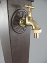 [2120097] Aluminium Wassersäule Zapfsäule Eckig rustikal braun Messing-Hahn H 93 cm Bild 4