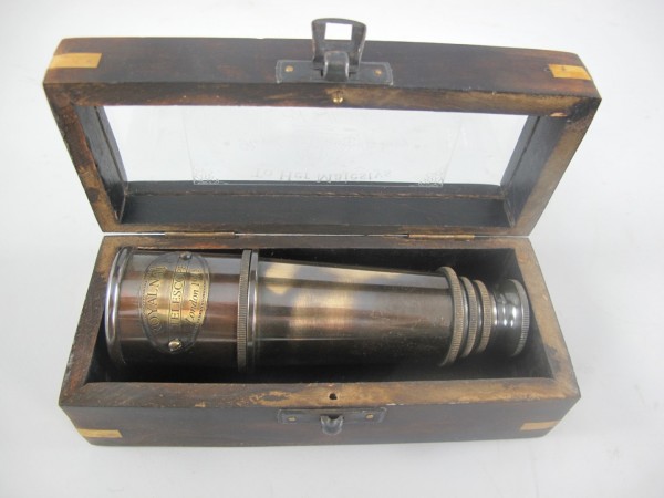 [LA-42721] Fernrohr Fernglas Messing brüniert Holz Box L 16x7cm Bild 5
