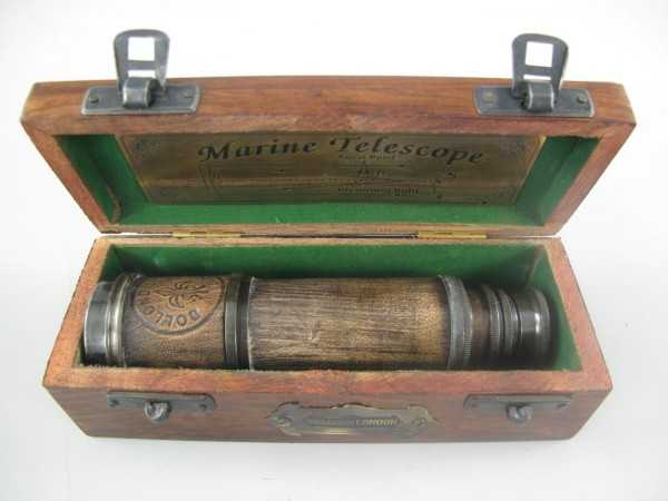 [LA-42725] Fernrohr Fernglas Messing/Leder grün patiniert Bild 6