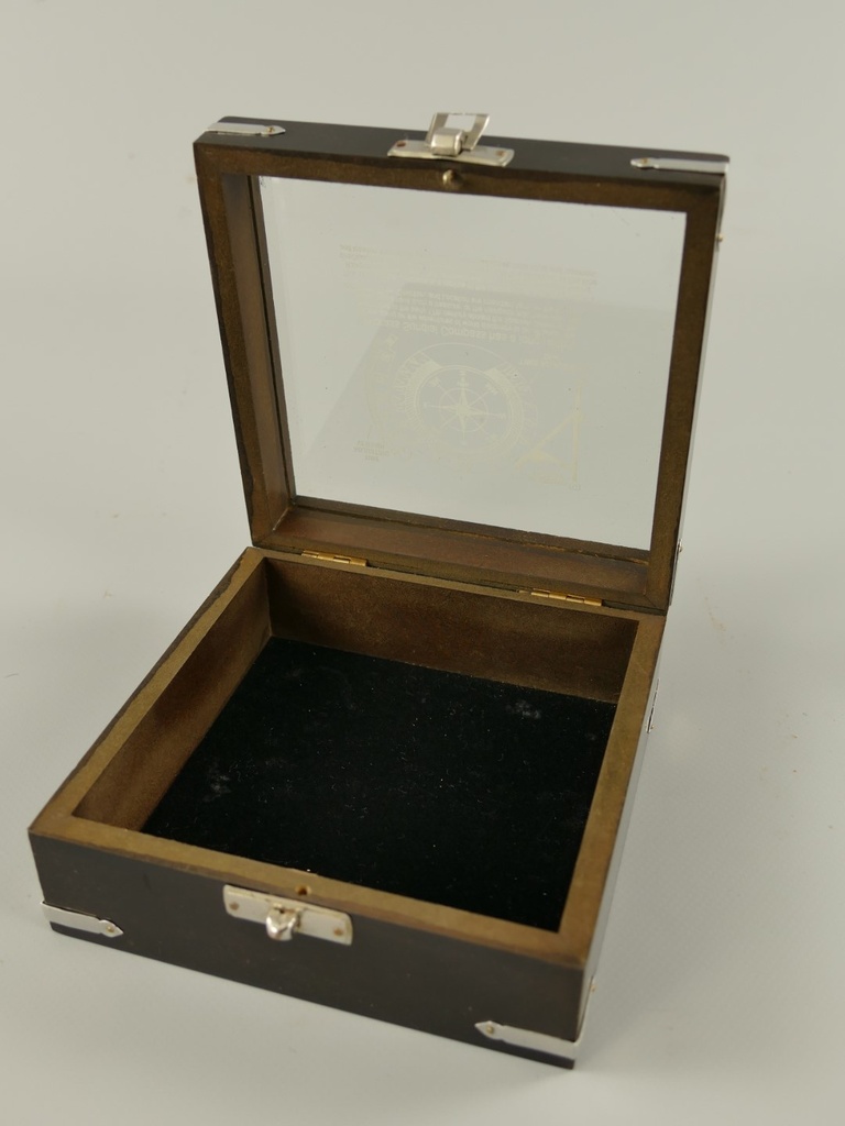 [LA-42744] Kompass Vernickelt Box Glasscheibe 5x15x15cm Bild 7
