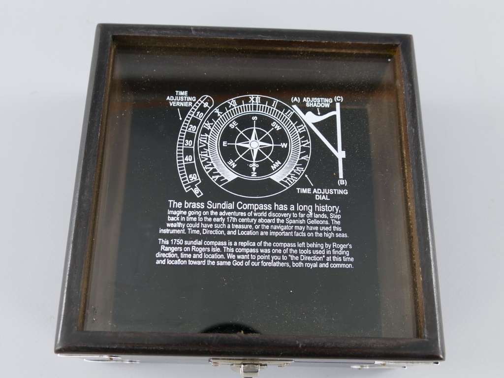 [LA-42744] Kompass Vernickelt Box Glasscheibe 5x15x15cm Bild 8