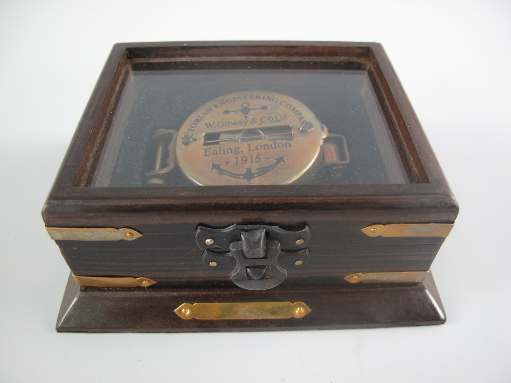 [LA-42758] Kompaß Messing Brüniert Im Box L 12x5 cm Bild 2