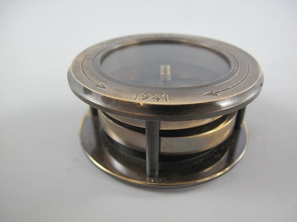 [LA-42763] Kompaß Mit Box Messing Brüniert D 7 cm #42763 Bild 2