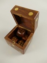 [LA-42779] 5er Würfel-Set Spielwürfel in Holzbox Würfelform Braun/Messing 6x6x6cm Bild 2