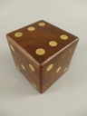 [LA-42779] 5er Würfel-Set Spielwürfel in Holzbox Würfelform Braun/Messing 6x6x6cm Bild 4