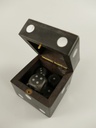 [LA-42780] 5er Würfel-Set Spielwürfel in Holzbox Würfelform Schwarz/Silber 6x6x6 cm Bild 2