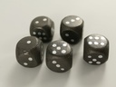 [LA-42780] 5er Würfel-Set Spielwürfel in Holzbox Würfelform Schwarz/Silber 6x6x6 cm Bild 3
