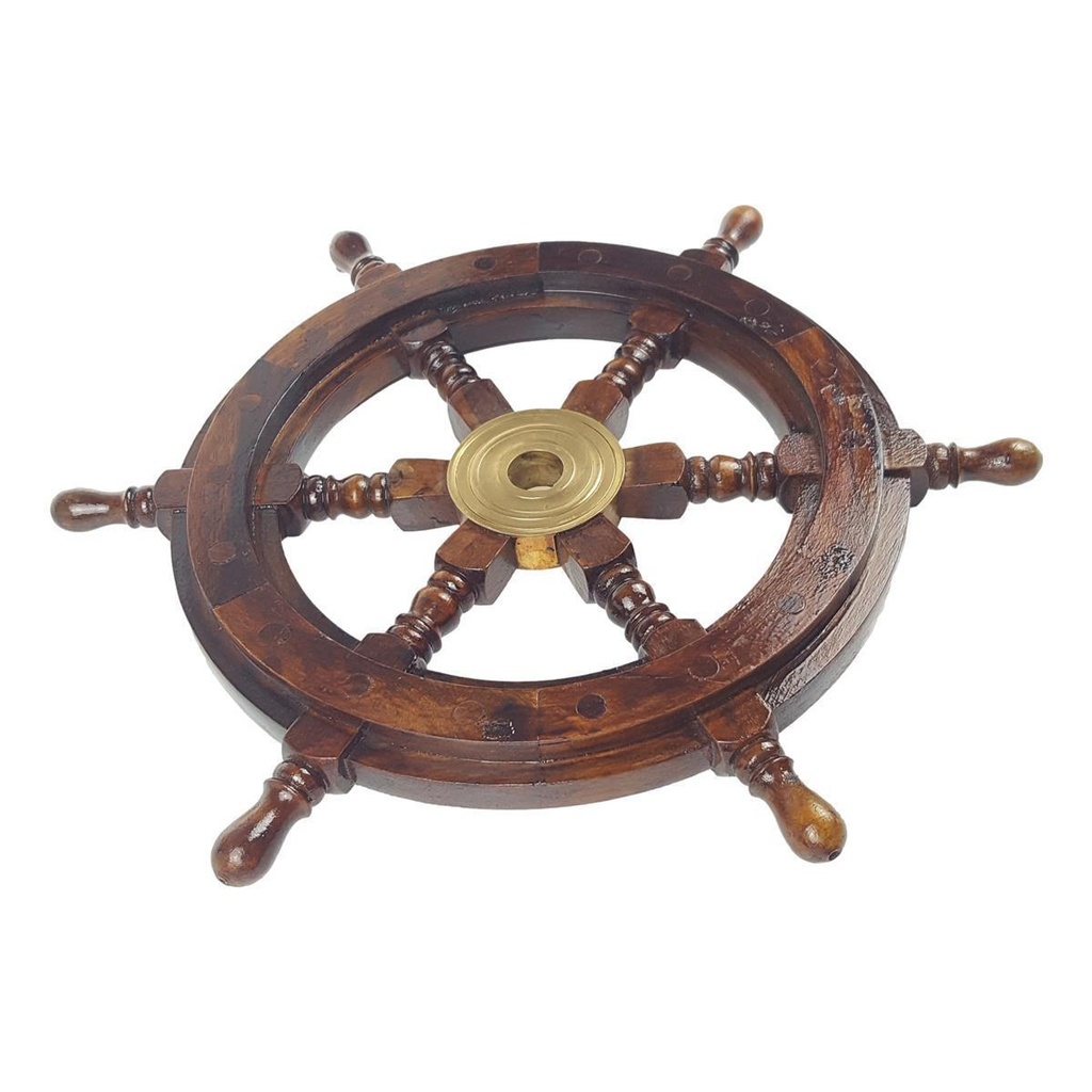 [LA-42794] Holz Steuerrad Schiffssteuerrad Schiffsrad Messing D 50 cm Bild 2