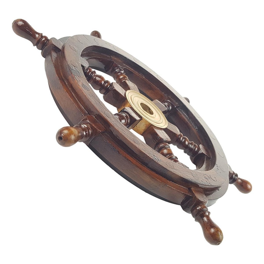 [LA-42794] Holz Steuerrad Schiffssteuerrad Schiffsrad Messing D 50 cm Bild 3