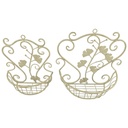 [2120191] 2er Set Eisen Blumenhänger Blumenhalter Blumenkörbe Wandkörbe Weiß rustikal Bild 2