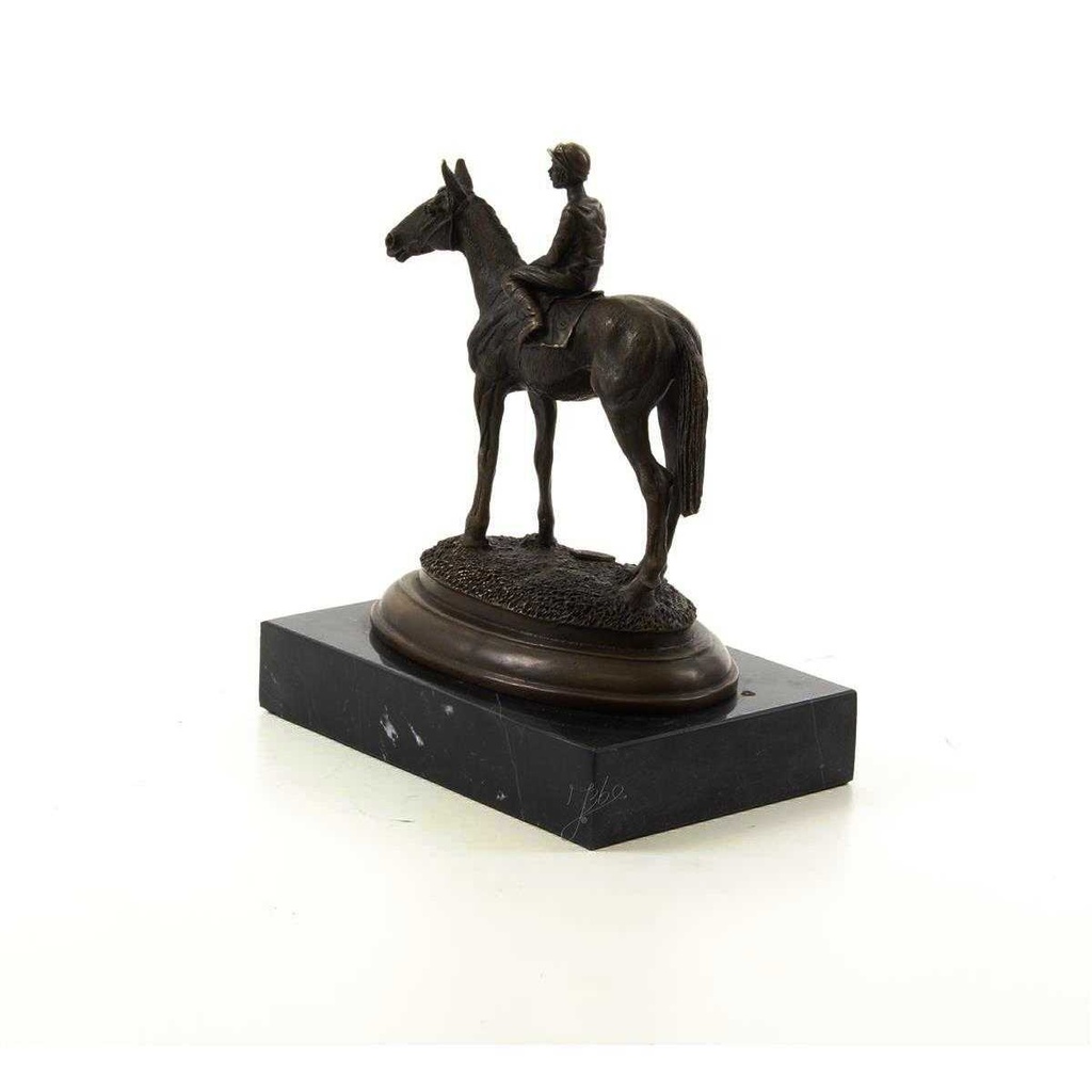 [LA-43223] Bronzeskulptur Bronzefigur Reiter und Pferd Galoppsport Jockey Antik-Stil Bild 5
