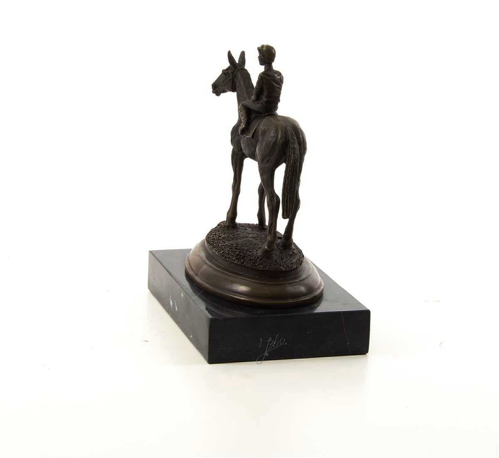 [LA-43223] Bronzeskulptur Bronzefigur Reiter und Pferd Galoppsport Jockey Antik-Stil Bild 6
