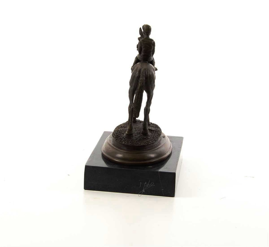 [LA-43223] Bronzeskulptur Bronzefigur Reiter und Pferd Galoppsport Jockey Antik-Stil Bild 7